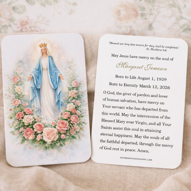 Carte mémorielle funéraire catholique de la Vierge (Créateur téléchargé)