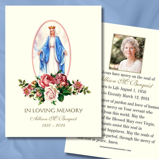 Carte mémorielle funéraire catholique de la Vierge (Créateur téléchargé)