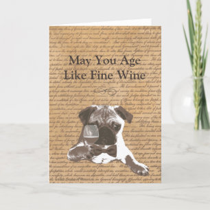 Carte Men Age Like Fine Wine Pug Happy Birthday Card