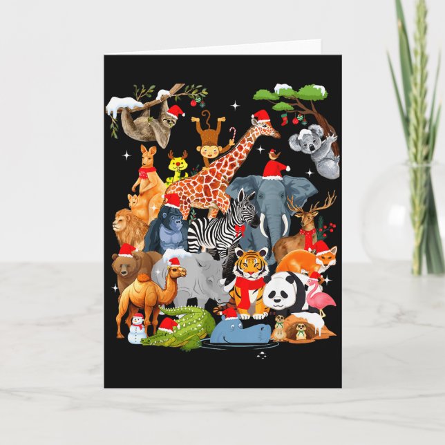 Carte Men Women Kids Wildlife Zoo Day Christmas Party 22 (Devant)