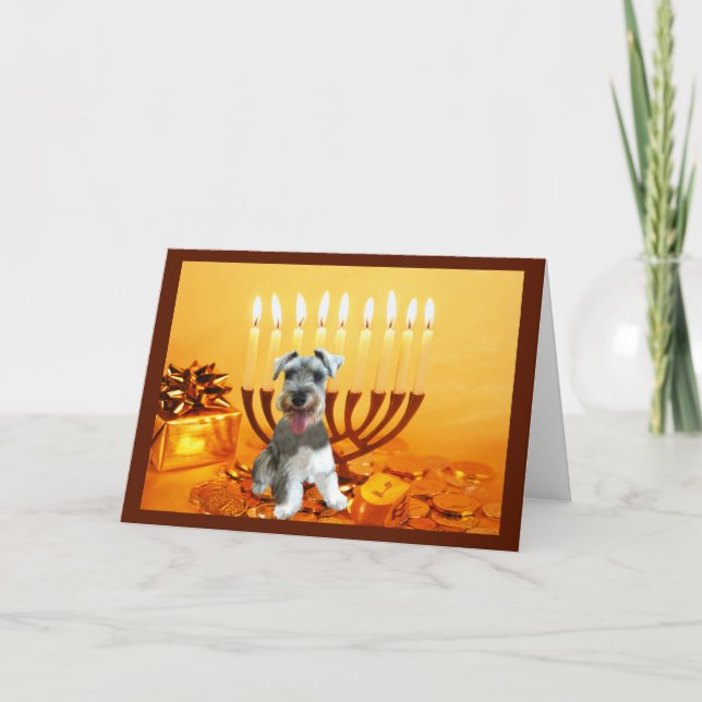 Carte Menorah de Chanukah de Schnauzer miniature (Devant)