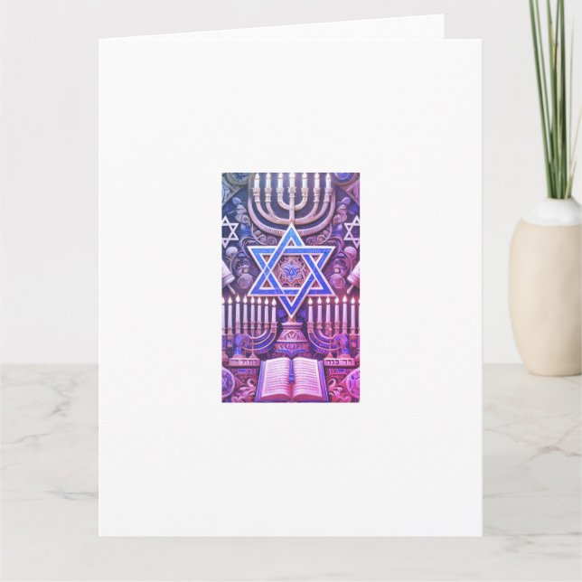 Carte menorah juive chabad hébreu (Devant)