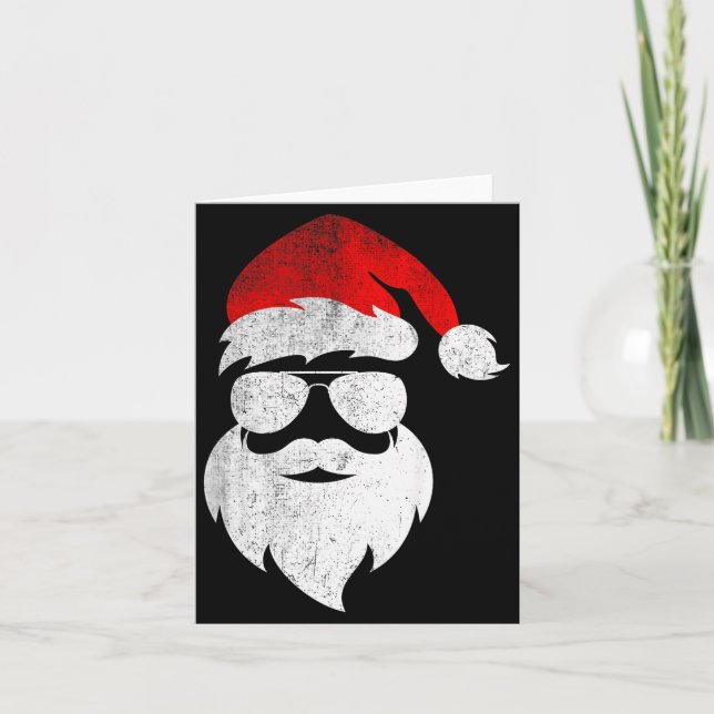 Carte Mens Christmas Santa Claus Face Sungles With Hat B (Devant)