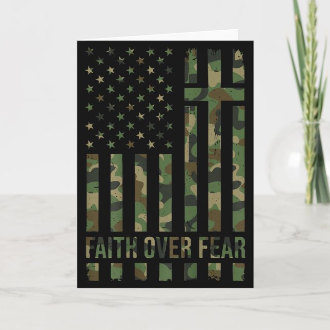 Carte Men's Patriotic Christian Faith Over Fear American (Devant)