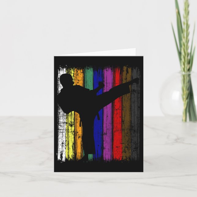 Carte Mens Silhouette Karate Belt Couleurs (Devant)