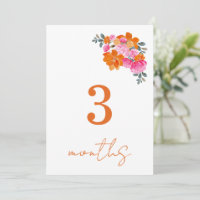 Carte mensuelle d'étape de bébé de 3 mois Rose Ora