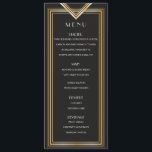 Carte menu Art déco années 20 | Gatsby parti inspi<br><div class="desc">Inspiré du modèle de carte de menu Gold and black art Deco des années 20. Entièrement personnalisable avec votre texte,  nom et date!</div>