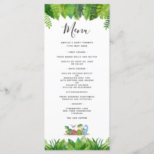 Carte menu Baby shower Dinosaur