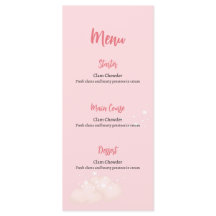 Carte Menu Baby shower Ours En Teddy Rose