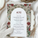 Carte Menu Burgundy Art Nouveau Mucha<br><div class="desc">Faites-vous plaisir avec notre carte de menu étonnante, qui présente des bougainvilliers bleu marine et des détails ornés inspirés du style Art nouveau emblématique d'Alphonse Mucha. Imprimée avec une véritable feuille de papier, cette carte de menu est un véritable chef-d'oeuvre qui ajoute élégance et sophistication à tout événement. Les détails...</div>
