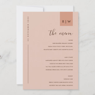 Carte Menu Chic Minimal Rouille Rose Peach Typogra