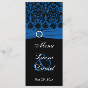 Carte menu Cobalt Blue and Black Damask