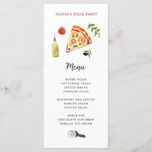 Carte Menu Cute Pizza Party