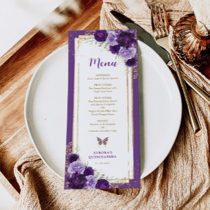 Carte Menu d'anniversaire de Quinceanera Roses d'o