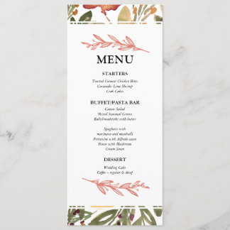 Carte menu de peinture en fleurs botaniques