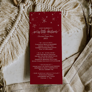 Carte menu du dîner de Noël Red Snowflop