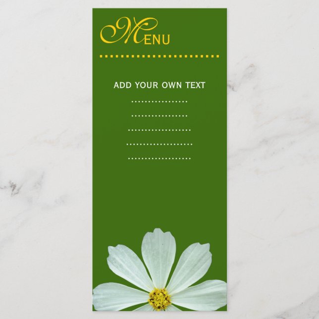 Carte menu du dîner. fleur marguerite blanche (Devant)