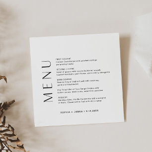 Carte menu du dîner HARLOLOW Carré
