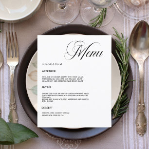 Carte menu du dîner mariage