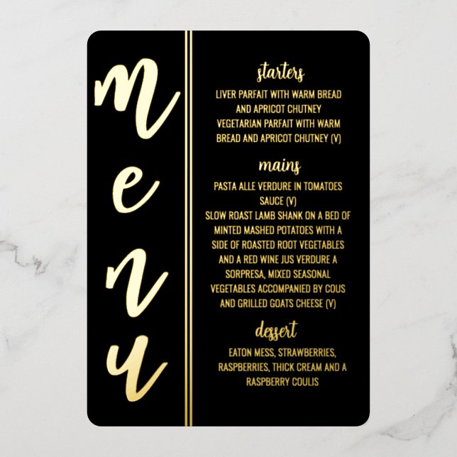 carte menu du mariage royal (Recto)