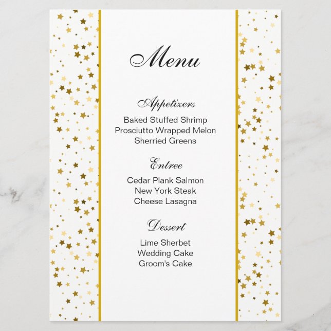 Carte Menu - Golden Stars (Devant)