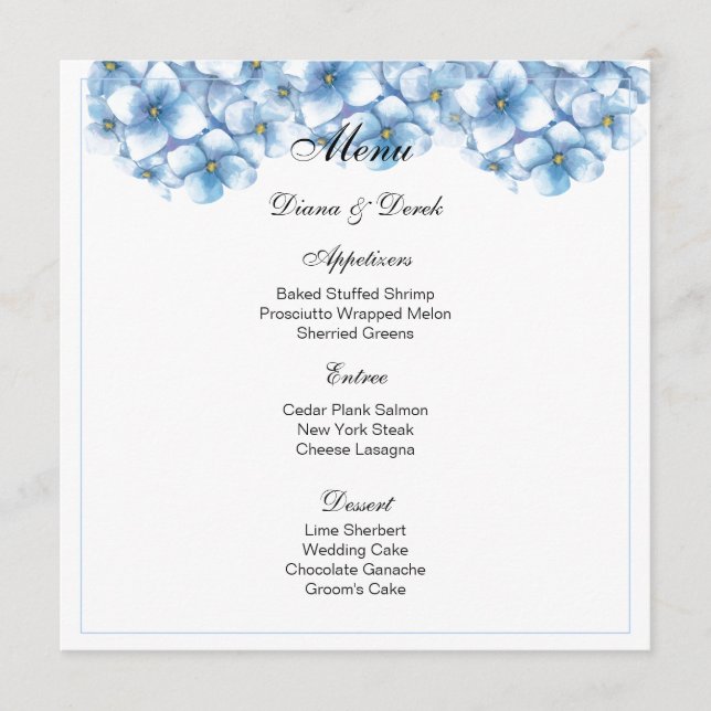 Carte menu Hydrangea (Devant)