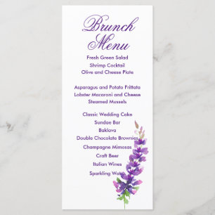 Carte menu Lavande couleur Mariage violet