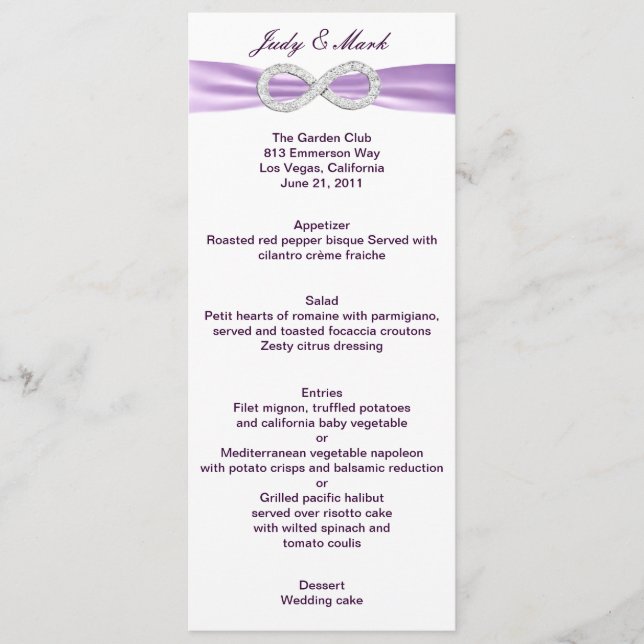 Carte Menu Lavender Infinity (Devant)