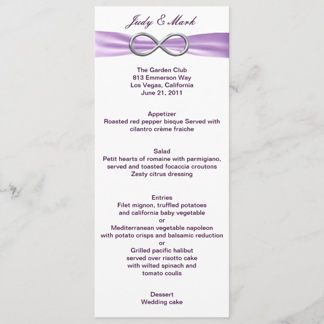 Carte Menu Lavender Infinity (Devant)