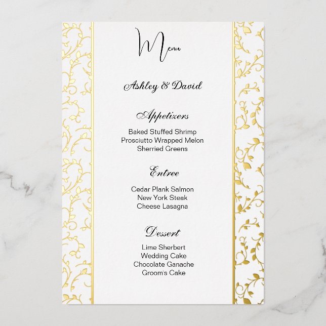 Carte menu Mariage (Recto)