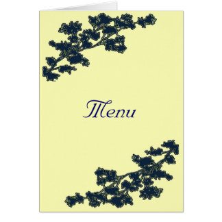Carte menu Mariage bleu floral déco marine