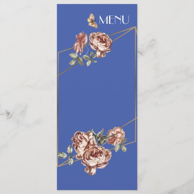 Carte "Menu" Mariage Blue Ray of Floral (Devant)