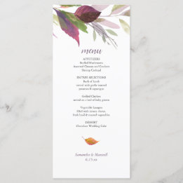 Carte Menu mariage de automne Avec Feuille Violet