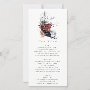 Carte menu Mariage de l'aquarelle du bateau de pla