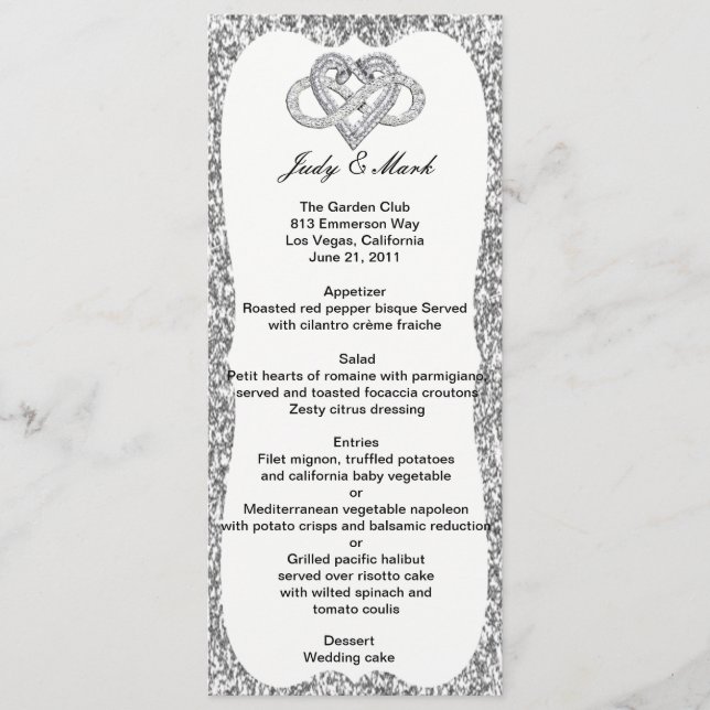 Carte Menu Mariage Infinity Heart (Devant)