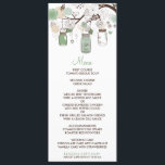Carte menu Mariage Mint Green Mason Jars<br><div class="desc">Carte de menu Whimsical avec jarres de maçons suspendues,  fleurs et tourterelles. Cela fait partie d'une suite mariage. Les articles correspondants sont disponibles dans mon magasin.</div>