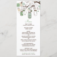 Carte menu Mariage Mint Green Mason Jars