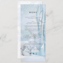 Carte menu Mariage neige d'hiver