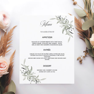 Carte menu mariage Sage green greenergie