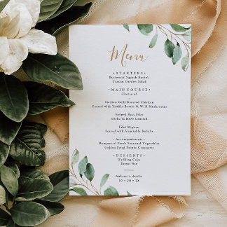 Carte menu Mariage simple Eucalyptus Greenery