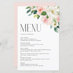 Carte menu Mariage Watercolor Jolie Garden Flowers