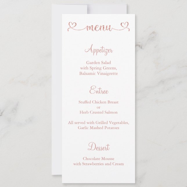 Carte Menu, Menu Mariage, Carte Menu Dîner (Devant)