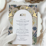 Carte menu Navy Blue Gold Art Nouveau Mucha<br><div class="desc">Faites-vous plaisir avec notre carte de menu étonnante, qui présente des bougainvilliers bleu marine et des détails ornés inspirés du style Art nouveau emblématique d'Alphonse Mucha. Imprimée avec une véritable feuille de papier, cette carte de menu est un véritable chef-d'oeuvre qui ajoute élégance et sophistication à tout événement. Les détails...</div>