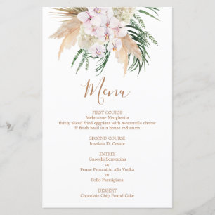 Carte menu Pampas Grass Boho