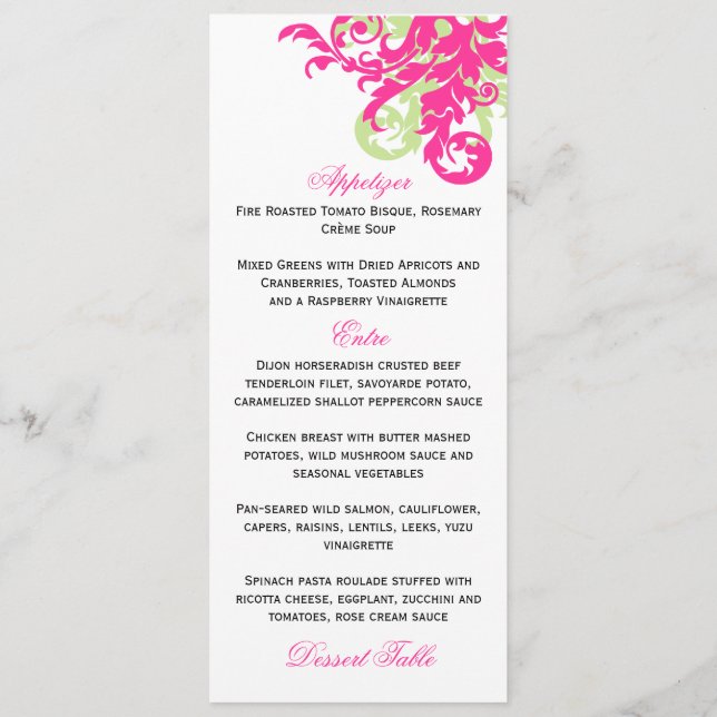 Carte menu Pink and Green Flouring (Dos)
