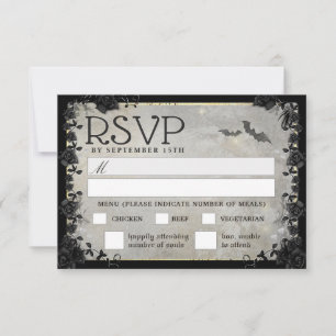 Carte MENU RSVP Gray Bats Gothique Correspondant