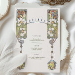 Carte menu vintage Art nouveau Mariage Boissons<br><div class="desc">Ajoutez une touche d'élégance à votre réception de mariage avec cette Vintage carte de menu Mariages Art Nouveau. L'avant de la carte présente un beau design Art Nouveau avec des motifs complexes aux motifs floraux et géométriques dans des tons pastel doux. Deux élégants profils féminins ornent le dessus, tandis que...</div>