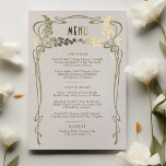 Carte Menu Vintage Minimaliste Art Nouveau Or huil<br><div class="desc">Carte menu de style Art Nouveau pour votre mariage à thème vintage dans un design floral, romantique et fantaisiste. Les plats classiques complètent les polices art déco classiques. Entrez vos informations personnalisées, et vous avez terminé. Si vous souhaitez modifier la conception, cliquez sur le bouton bleu "Customiser". Merci tellement pour...</div>