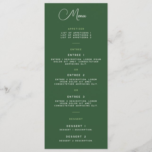 Carte menu - Wrightsville Manor Suite (Devant)