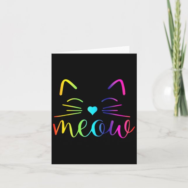 Carte Meow Cute Chat Face Drôle Citation Pour Moi Fans D (Devant)